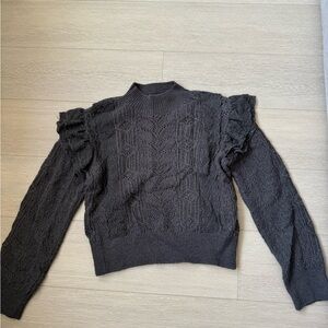 Women's Black Sweater with Ruffle Details